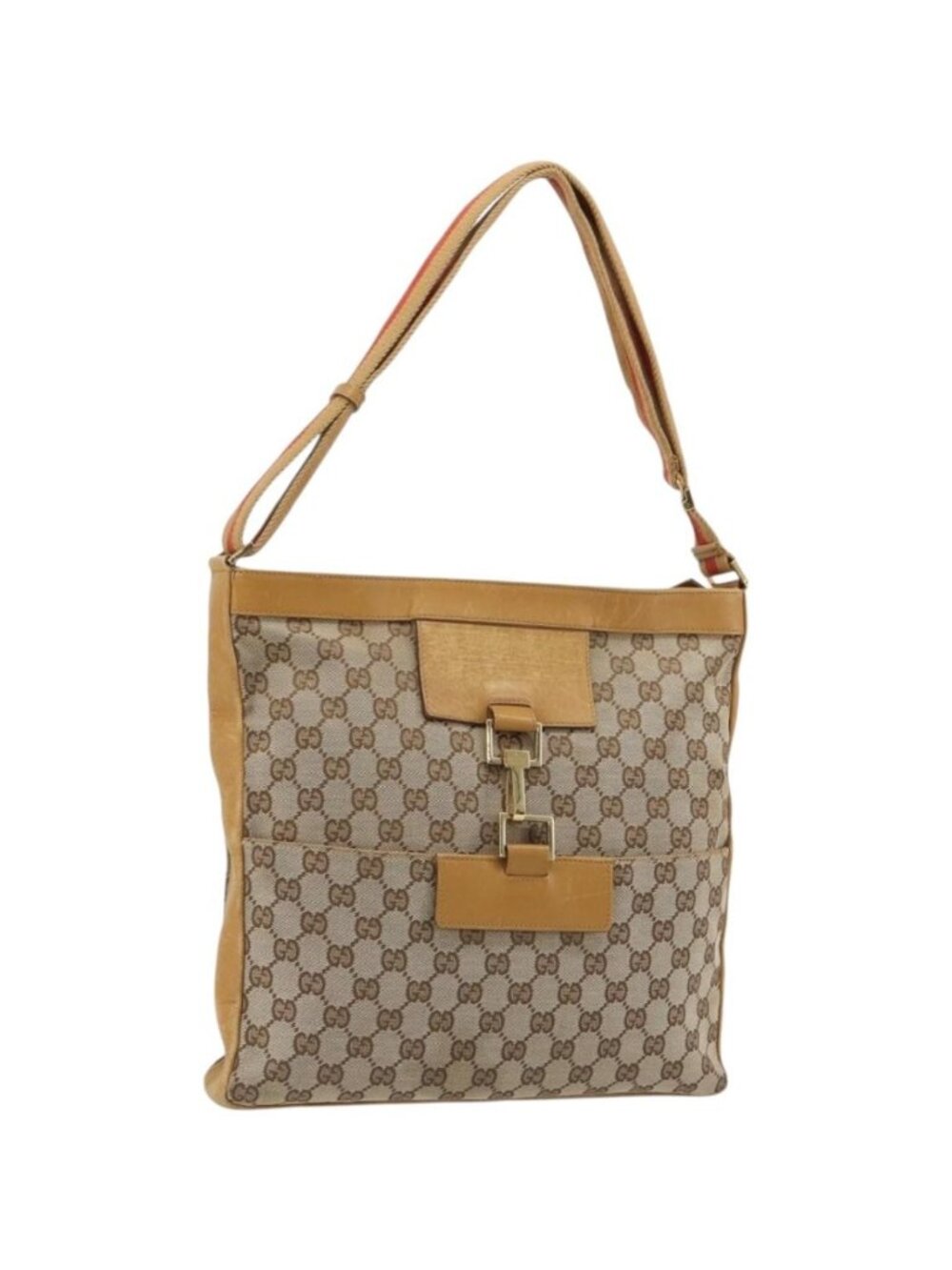 GUCCI GG Canvas Sherry Line Jackie Shoulder Bag Beige Gold 001 4094